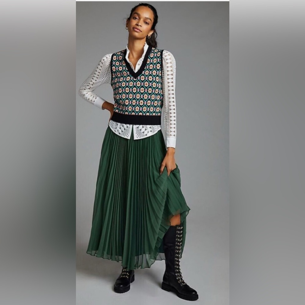 Anthropologie Pleated Maxi Skirt